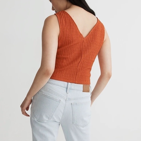 Madewell vneck sleeveless crop top copper washed orange - Picture 3 of 6
